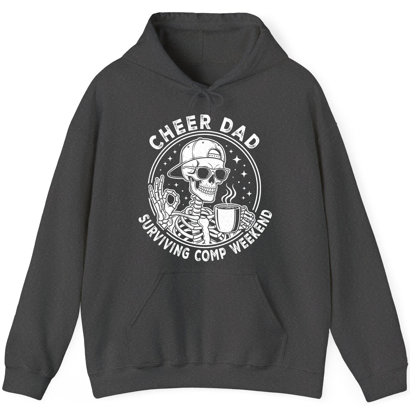 Cheer Dad Surviving Comp Weekend cheer dad Hoodie Dark Heather product mockup