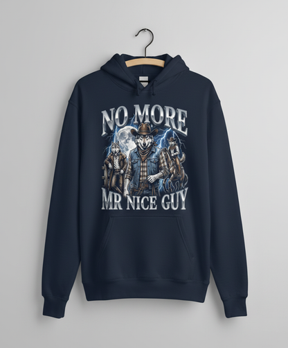 No More Mr Nice Guy Cowboy Wolf Hoodie - product mockup - Navy
