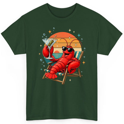 Funny Lobster Drinking Martini lobster T-Shirt Forest Green product mockup