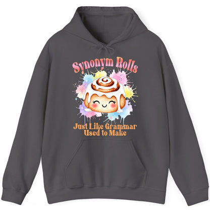Synonym Rolls Just Like Grammar Used to Make grammar pun Hoodie Charcoal product mockup