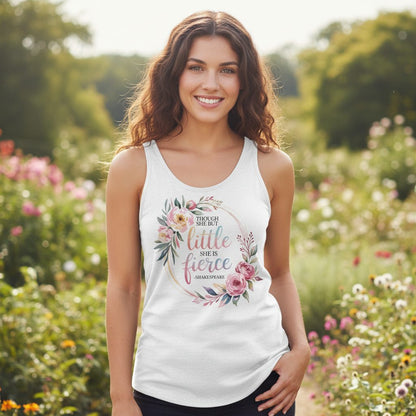 Little Fierce feminine empowerment Tank Top White lifestyle mockup