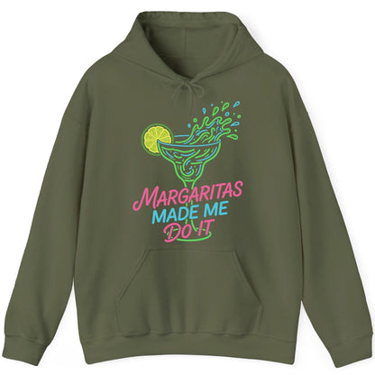 Margaritas Made Me Do It Funny Margarita Cocktail Hoodie - product mockup - Military Green