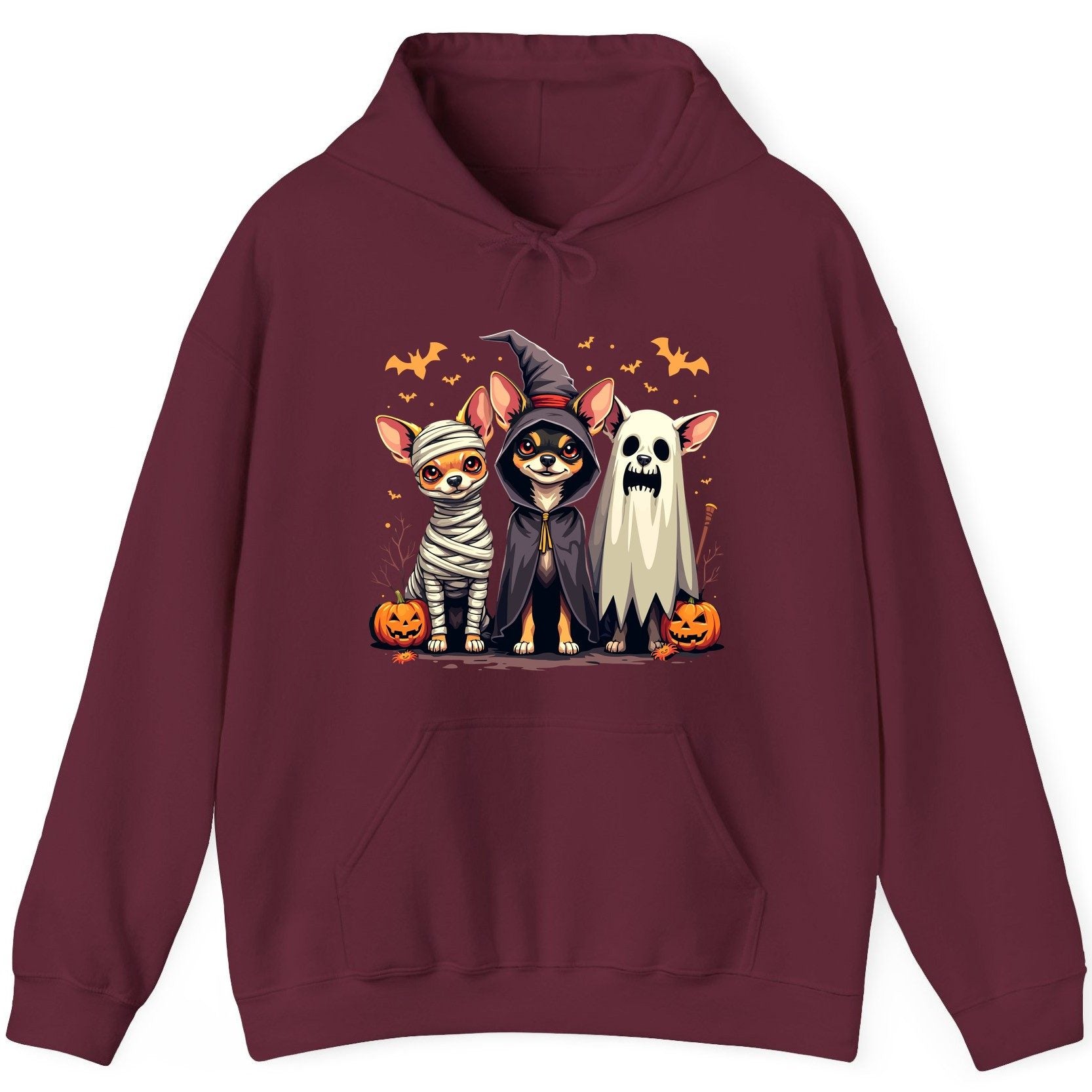 Chihuahua Halloween Costumes chihuahua dogs in Halloween costumes Hoodie Maroon product mockup