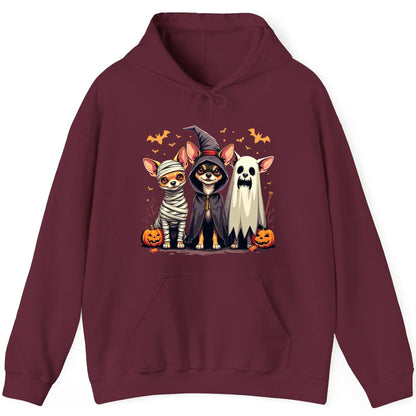 Chihuahua Halloween Costumes chihuahua dogs in Halloween costumes Hoodie Maroon product mockup