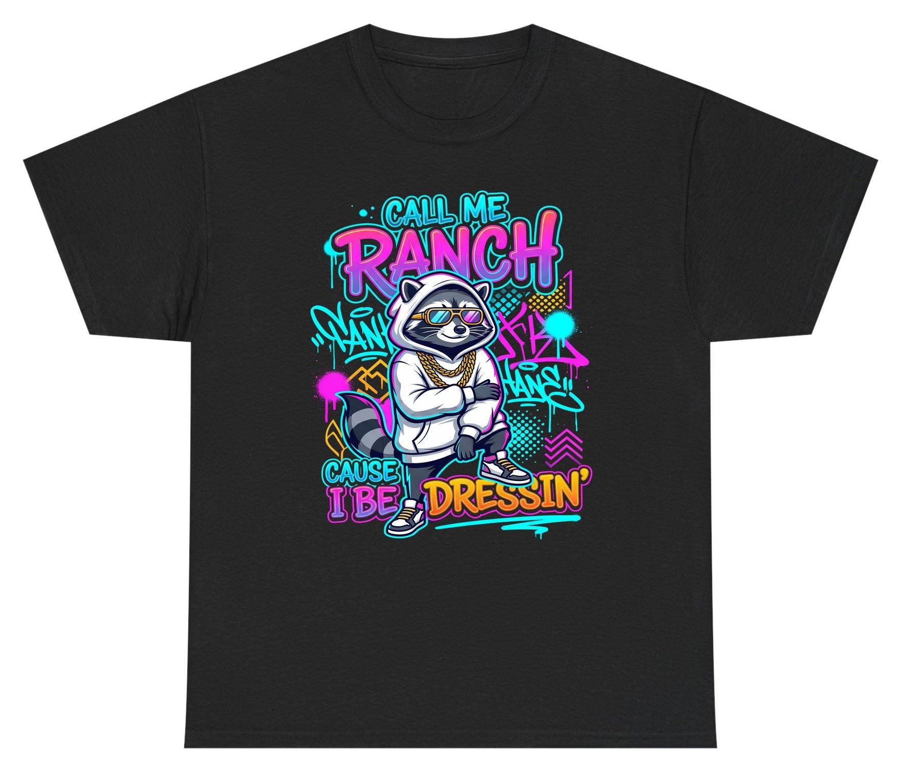 Call Me Ranch Cause I Be Dressin' raccoon Youth T-Shirt Black product mockup