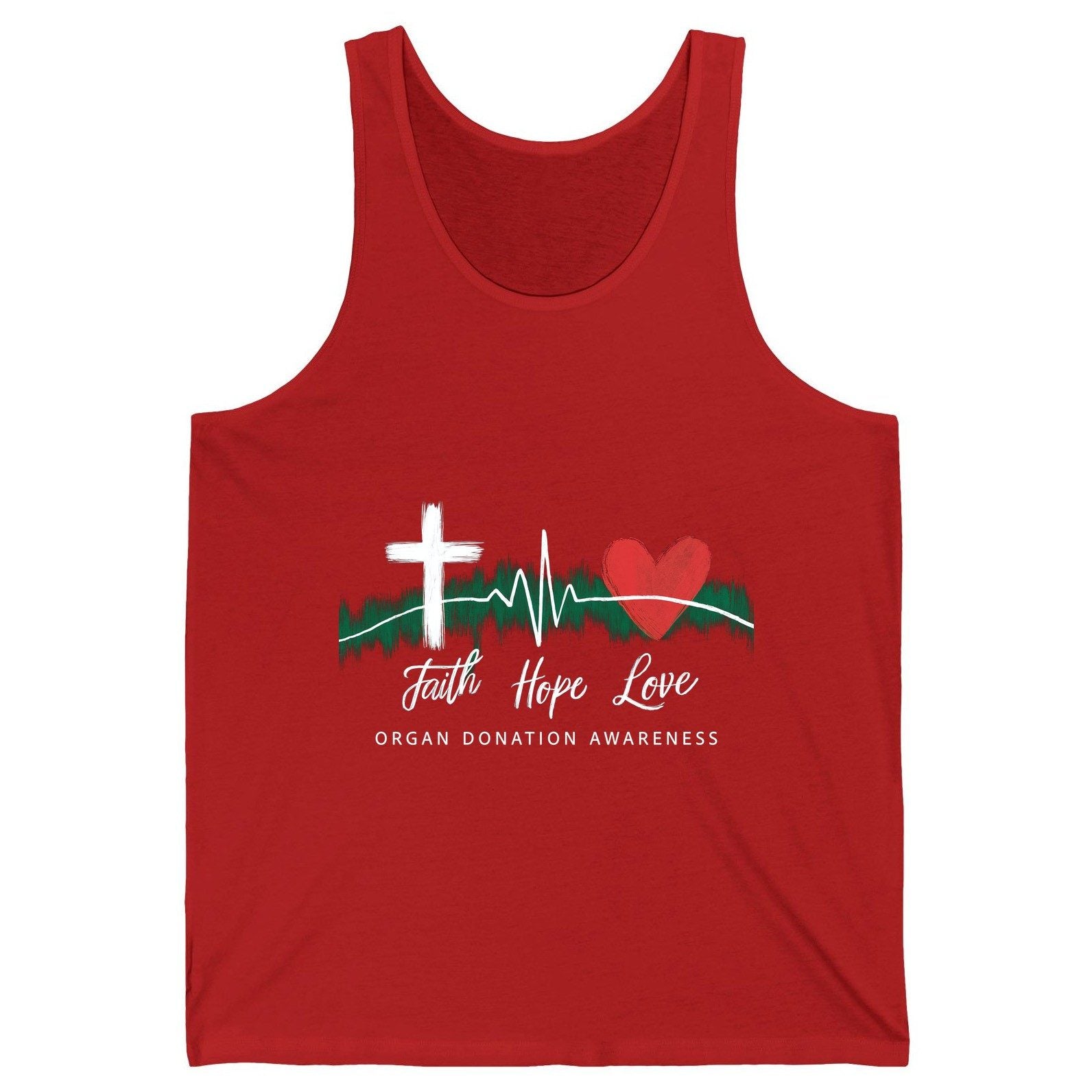 Faith Hope Love Organ Donation Awareness organ donation awareness Tank Top Red product mockup