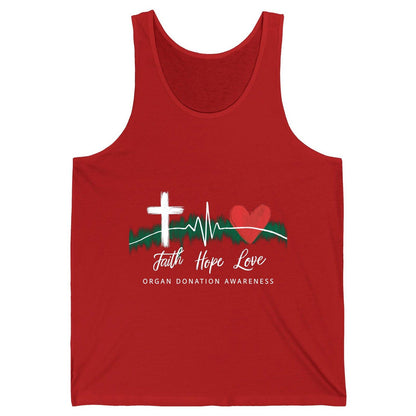 Faith Hope Love Organ Donation Awareness organ donation awareness Tank Top Red product mockup