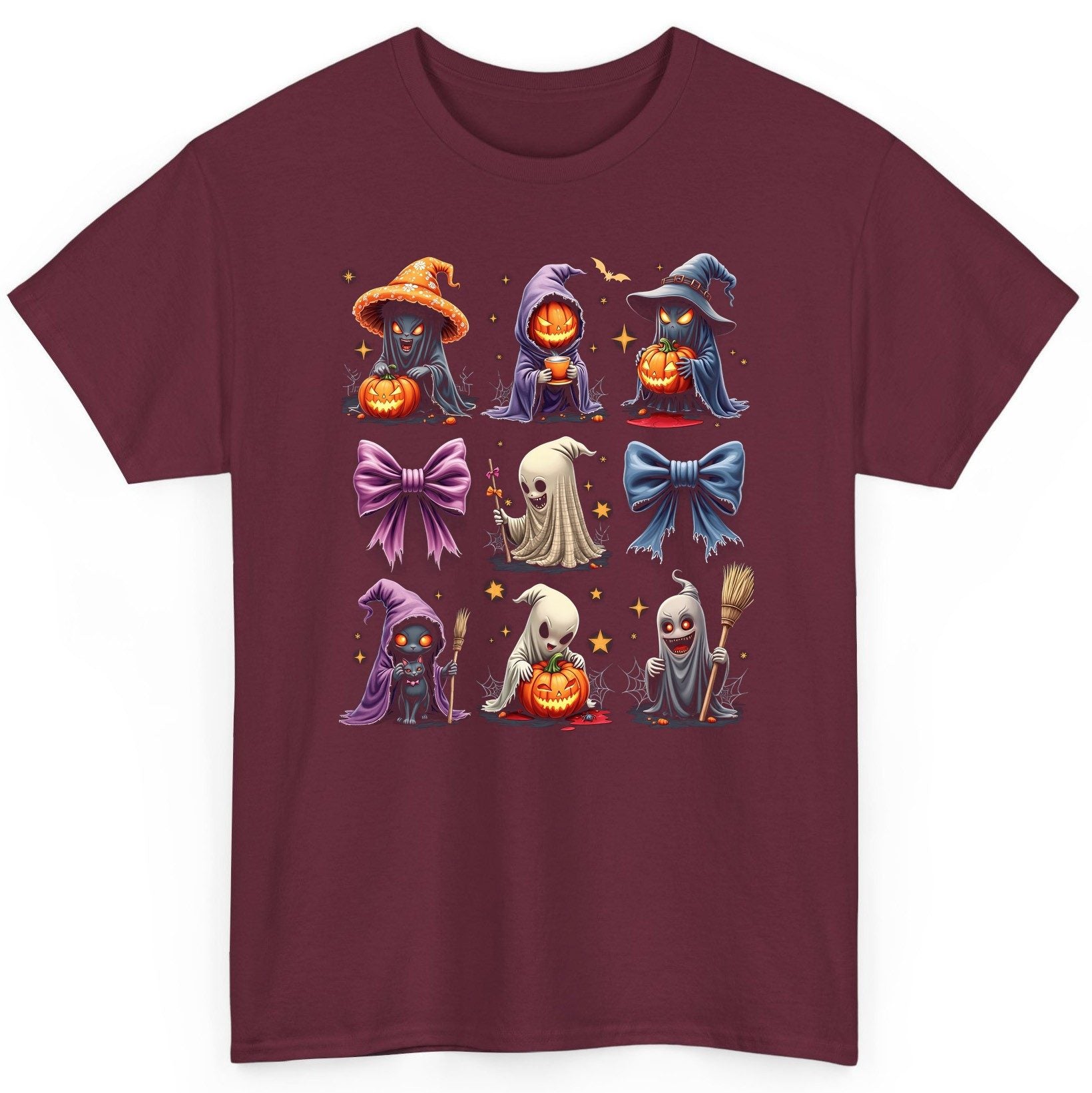 Spooky Cute Halloween Characters Halloween characters T-Shirt Maroon product mockup