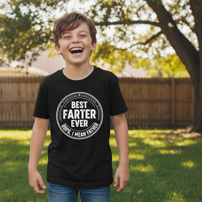 Best Farter Ever Oops, I Mean Father fatherhood Youth T-Shirt Black lifestyle mockup