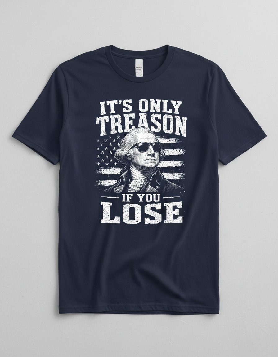It's Only Treason If You Lose Funny Patriotic History T-Shirt - product mockup - Navy