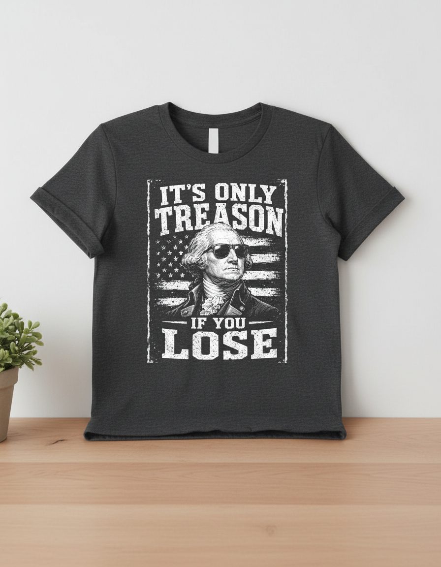 It's Only Treason If You Lose Funny Patriotic History T-Shirt - product mockup - Dark Heather