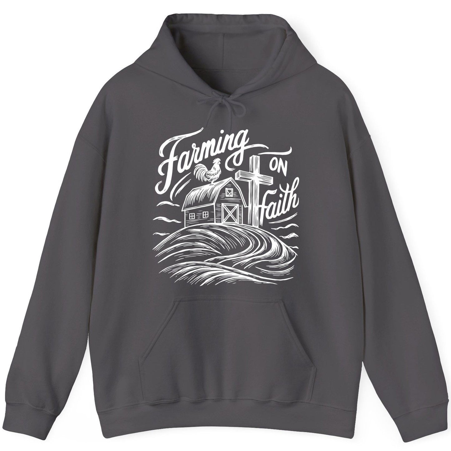 Farming on Faith christian farming Hoodie Charcoal product mockup