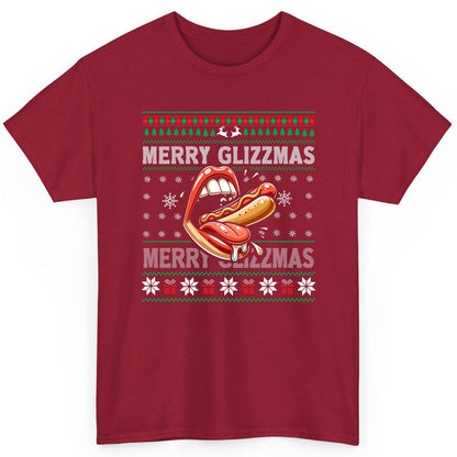 Merry Glizzzmas hot dog T-Shirt Cardinal Red product mockup