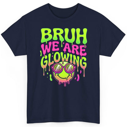 Bruh We Are Glowing rave culture T-Shirt Navy product mockup