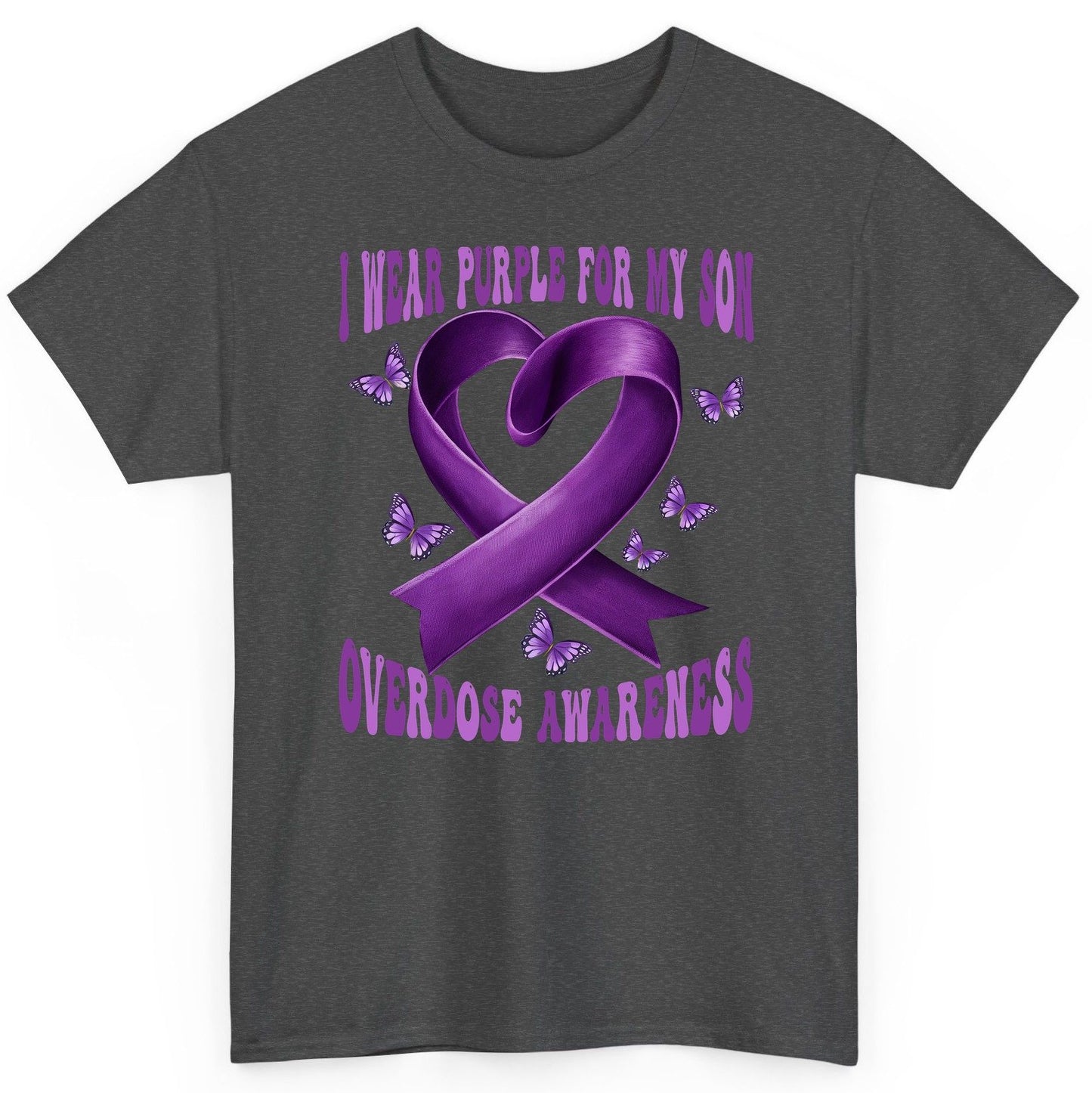 I Wear Purple for My Son Overdose Awareness overdose awareness T-Shirt Dark Heather product mockup