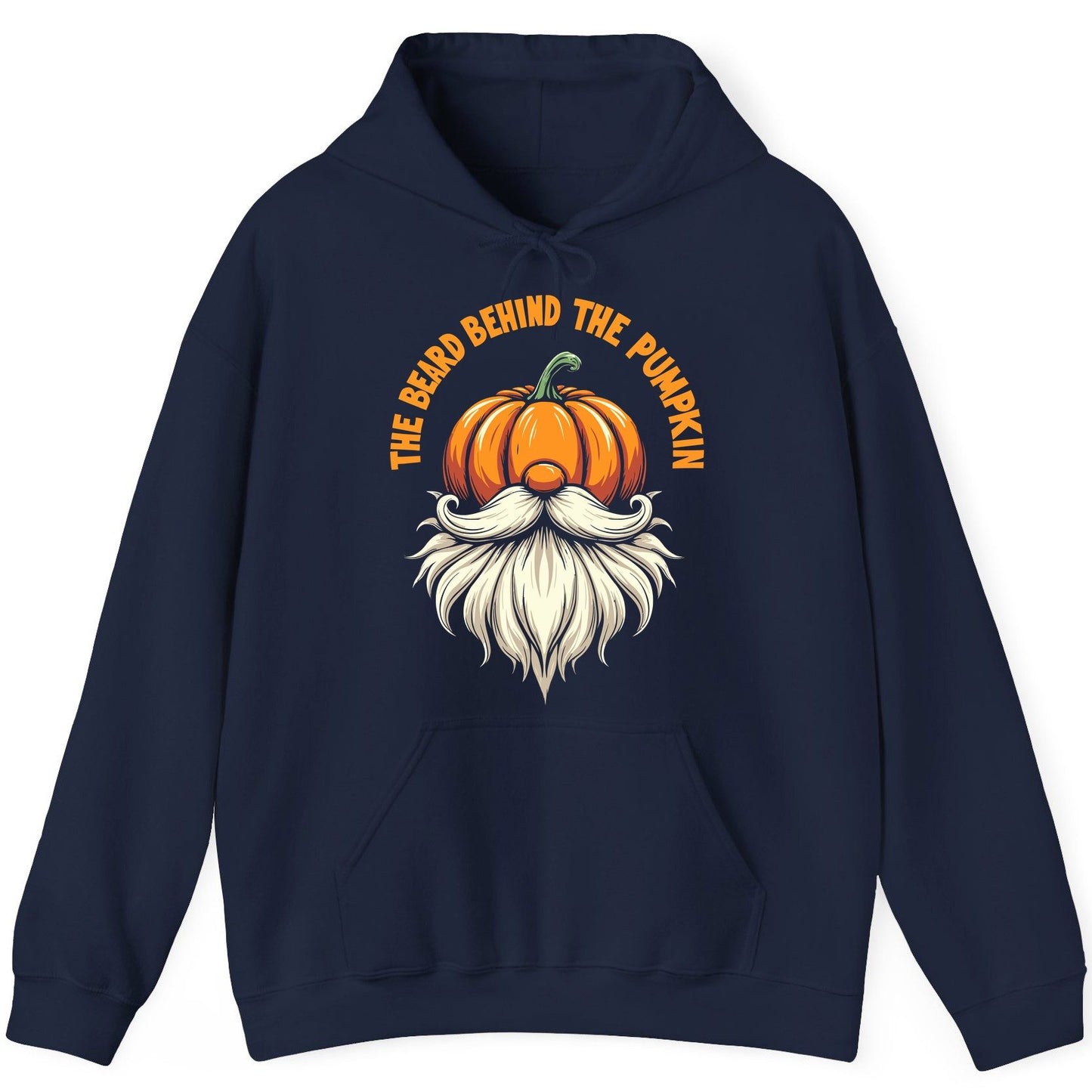 The Beard Behind the Pumpkin Halloween gnome Hoodie Navy product mockup