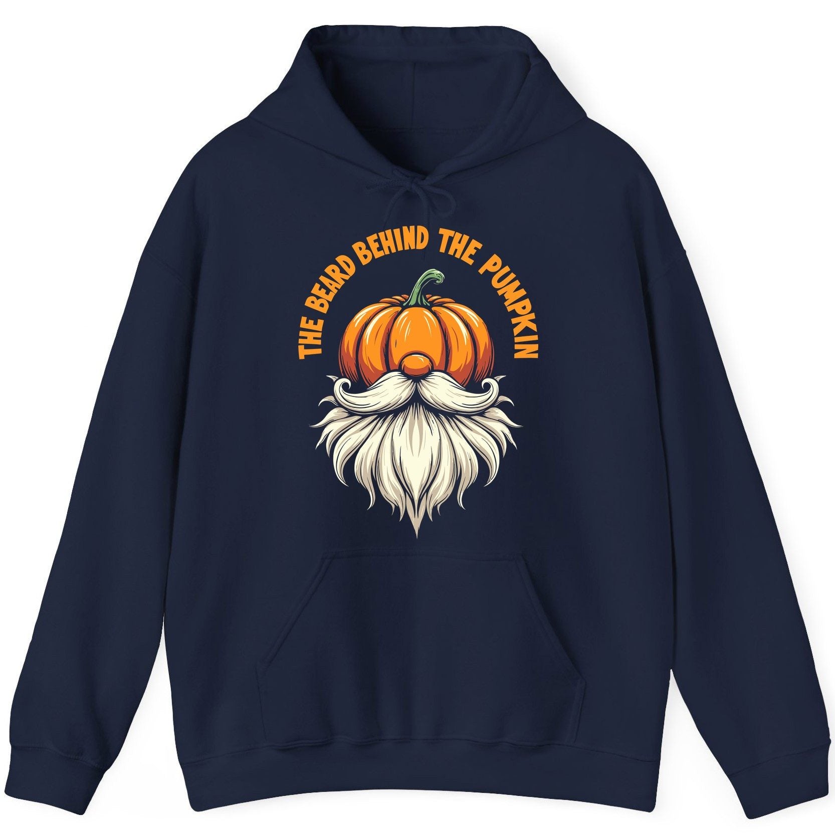 The Beard Behind the Pumpkin Halloween gnome Hoodie Navy product mockup
