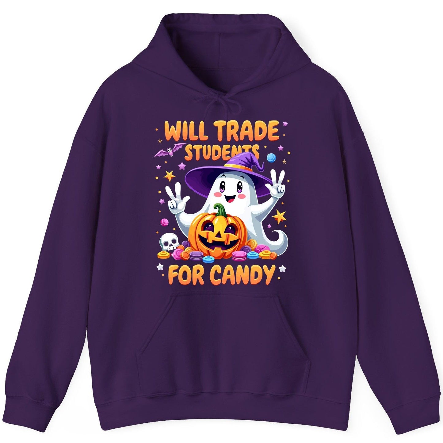Will Trade Students for Candy teacher Halloween Hoodie Purple product mockup