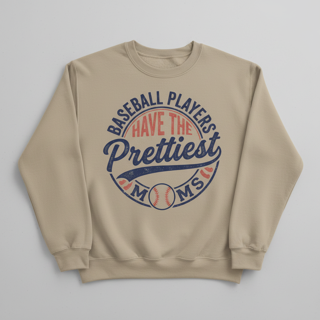 Baseball Players Have The Prettiest Moms Funny Sports Mom Design Sweatshirt - Sand