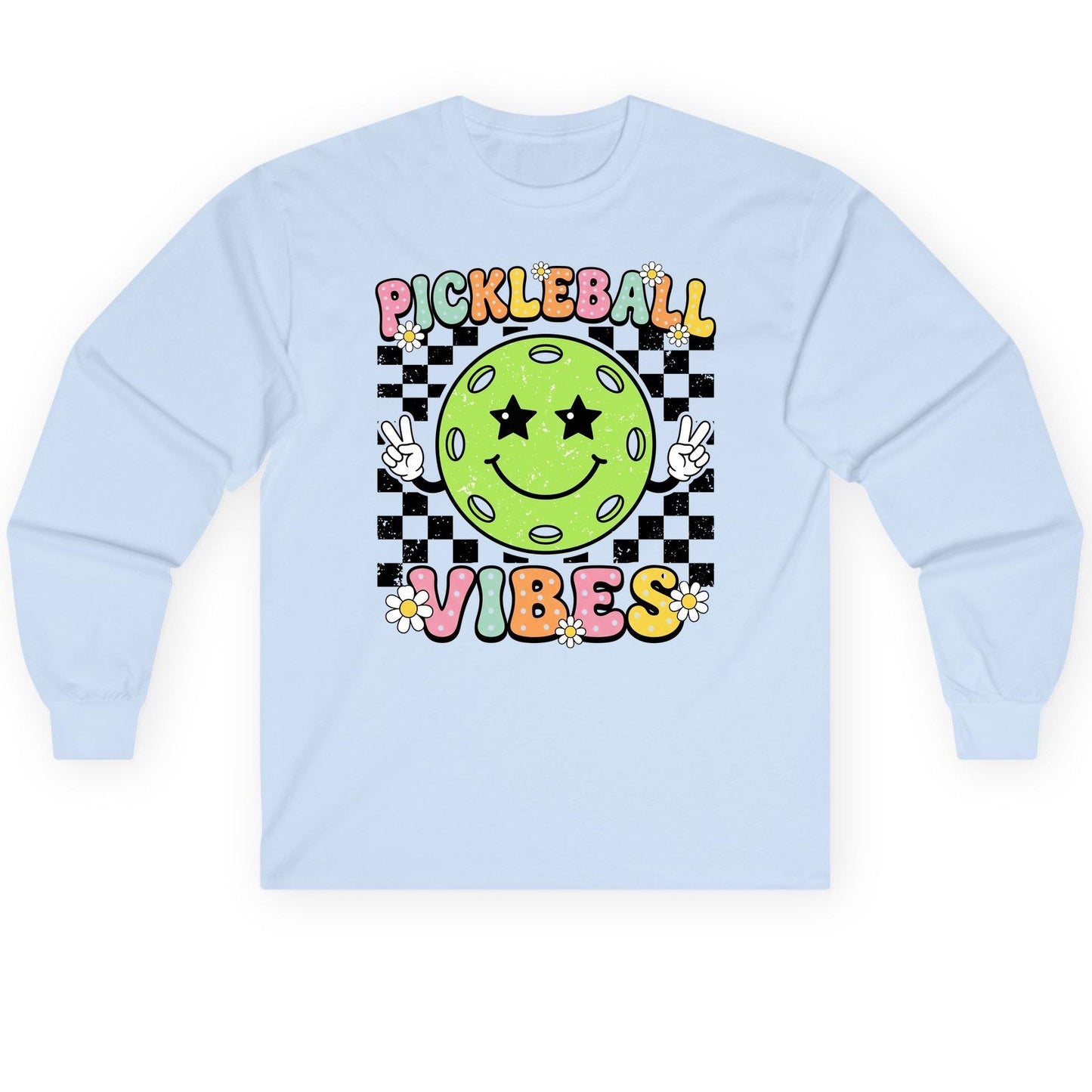 Pickleball Vibes pickleball Long Sleeve Tee Light Blue product mockup