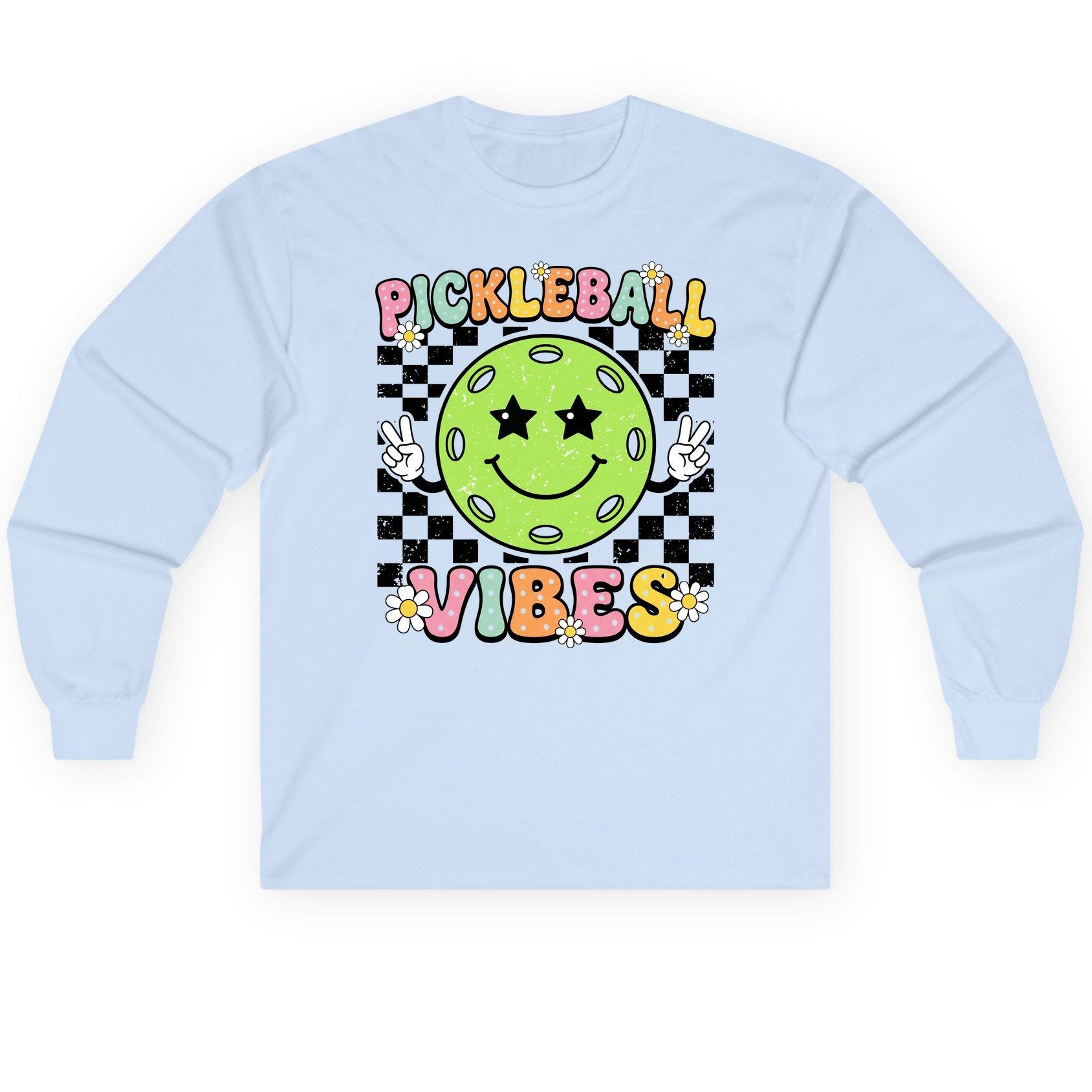 Pickleball Vibes pickleball Long Sleeve Tee Light Blue product mockup