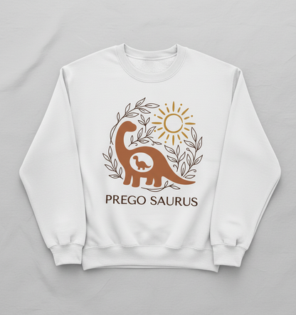 Prego Saurus Pregnant Dinosaur Sweatshirt - White