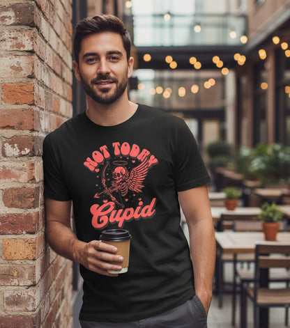 Not Today Cupid skeletal cupid T-Shirt Black lifestyle mockup
