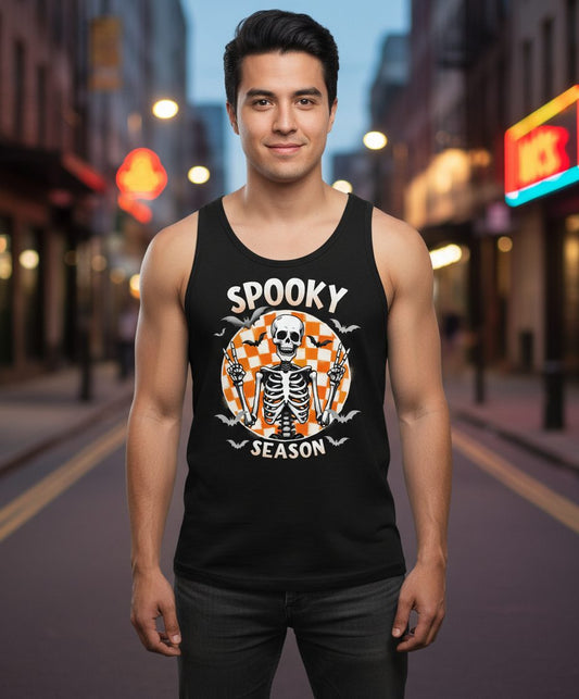 Spooky Season Halloween skeleton Tank Top Black lifestyle mockup