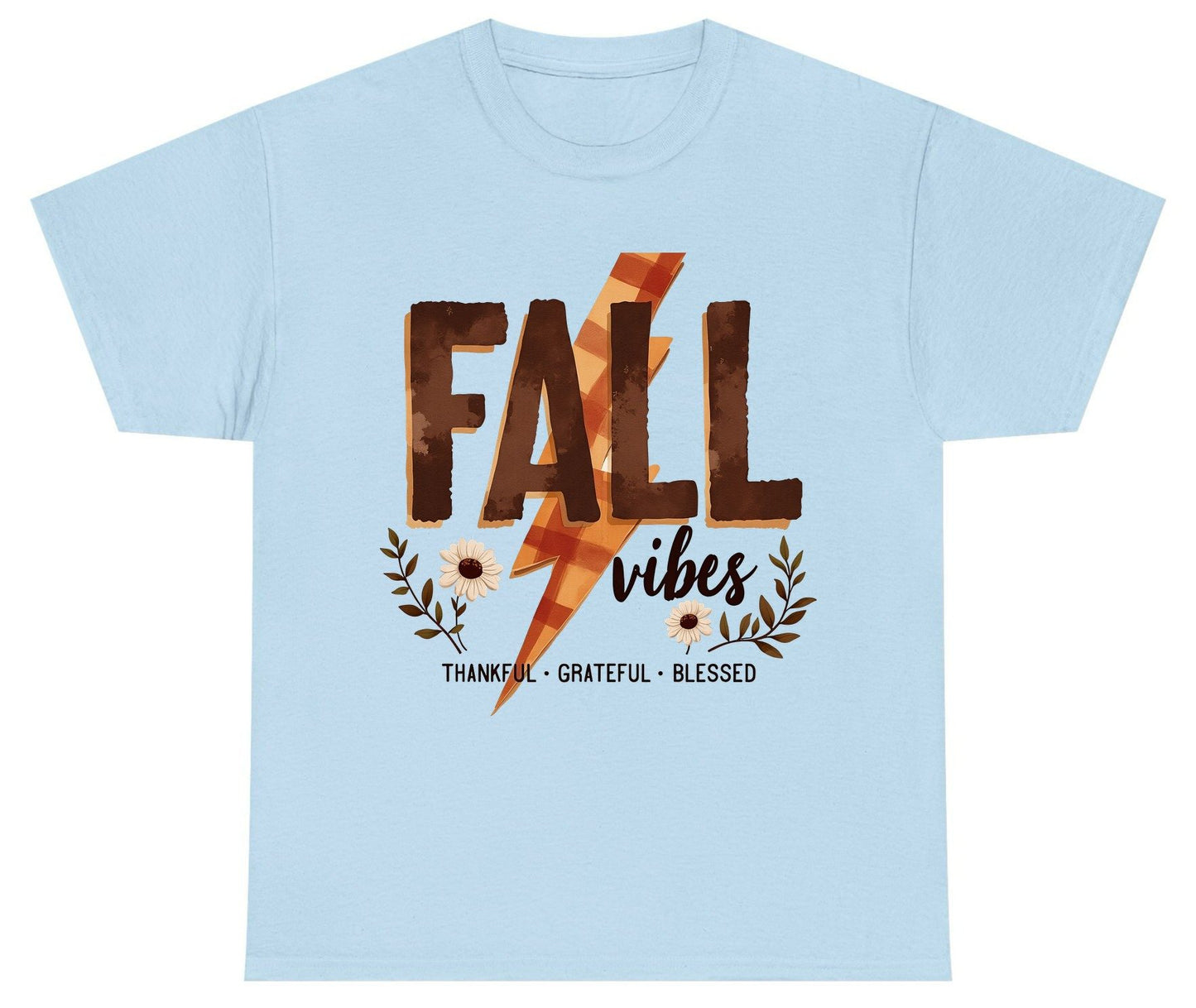 Fall Vibes Thankful Grateful Blessed autumn Youth T-Shirt Light Blue product mockup