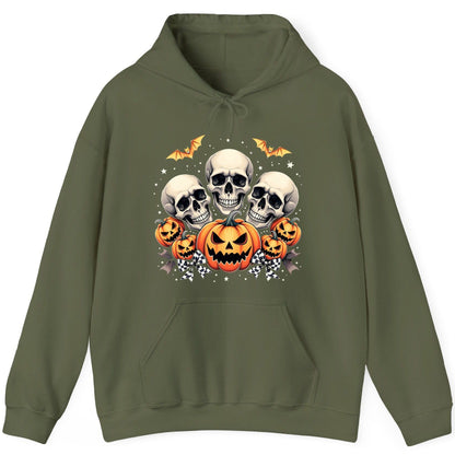Skulls and Pumpkins Halloween Halloween Hoodie Military Green product mockup