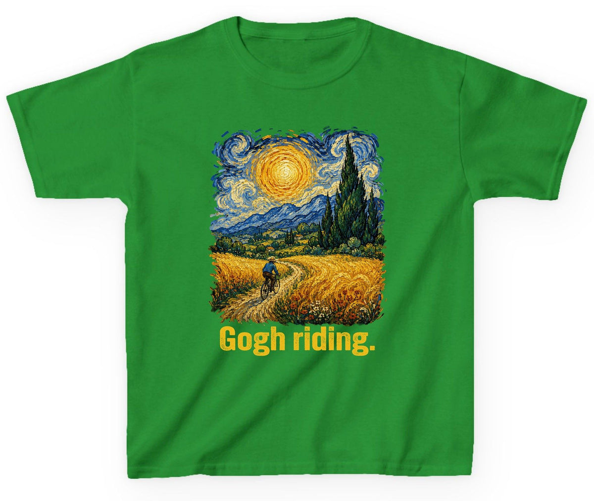 Gogh Riding art parody Youth T-Shirt Irish Green product mockup