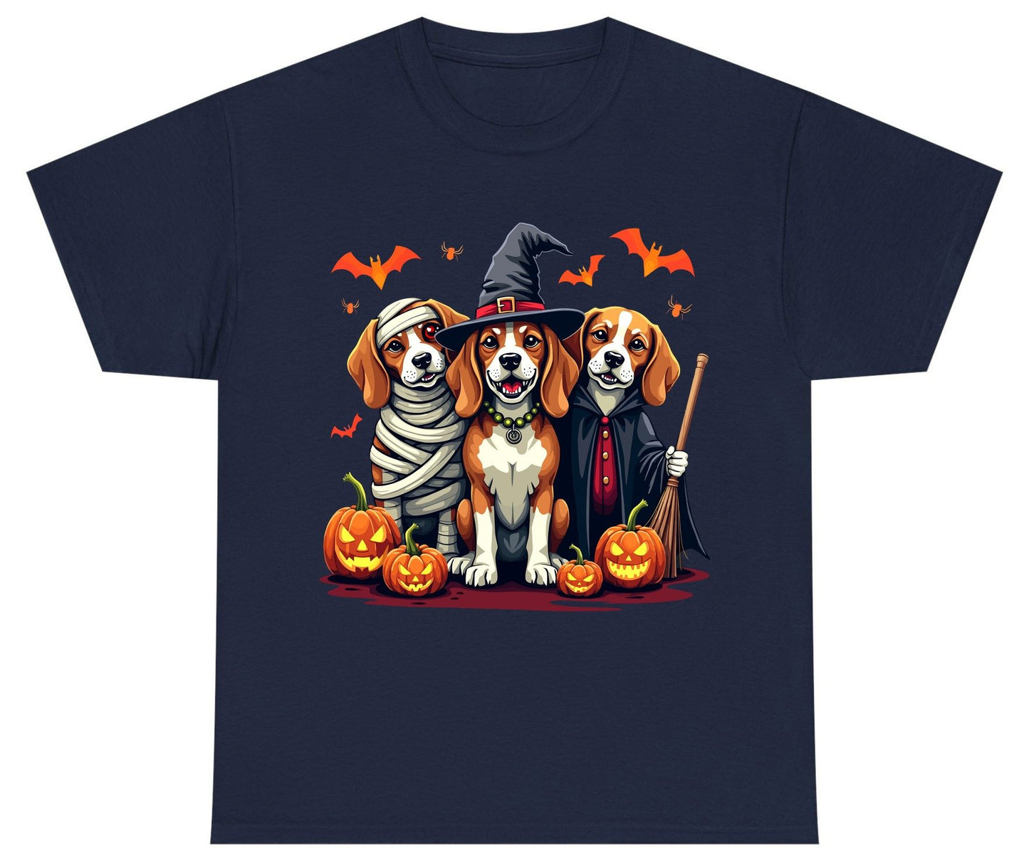 Halloween Beagles Costume beagles in Halloween costumes Youth T-Shirt Navy product mockup