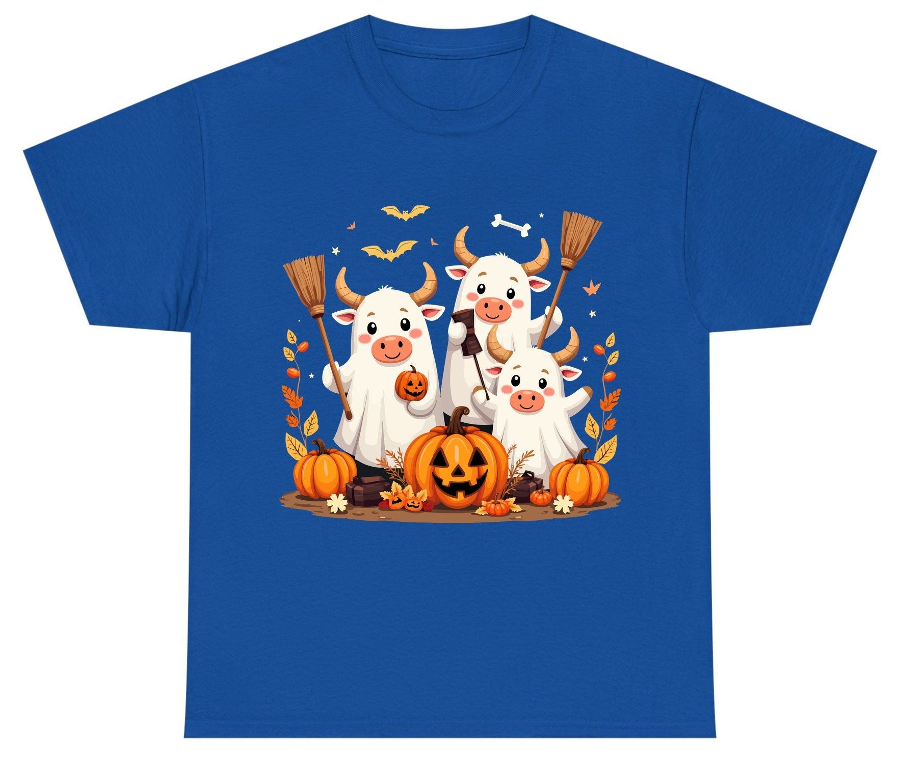 Cute Ghost Cows Halloween cows Youth T-Shirt Royal product mockup