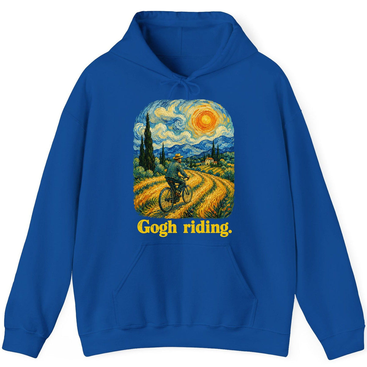 Gogh Riding van gogh parody Hoodie Royal product mockup