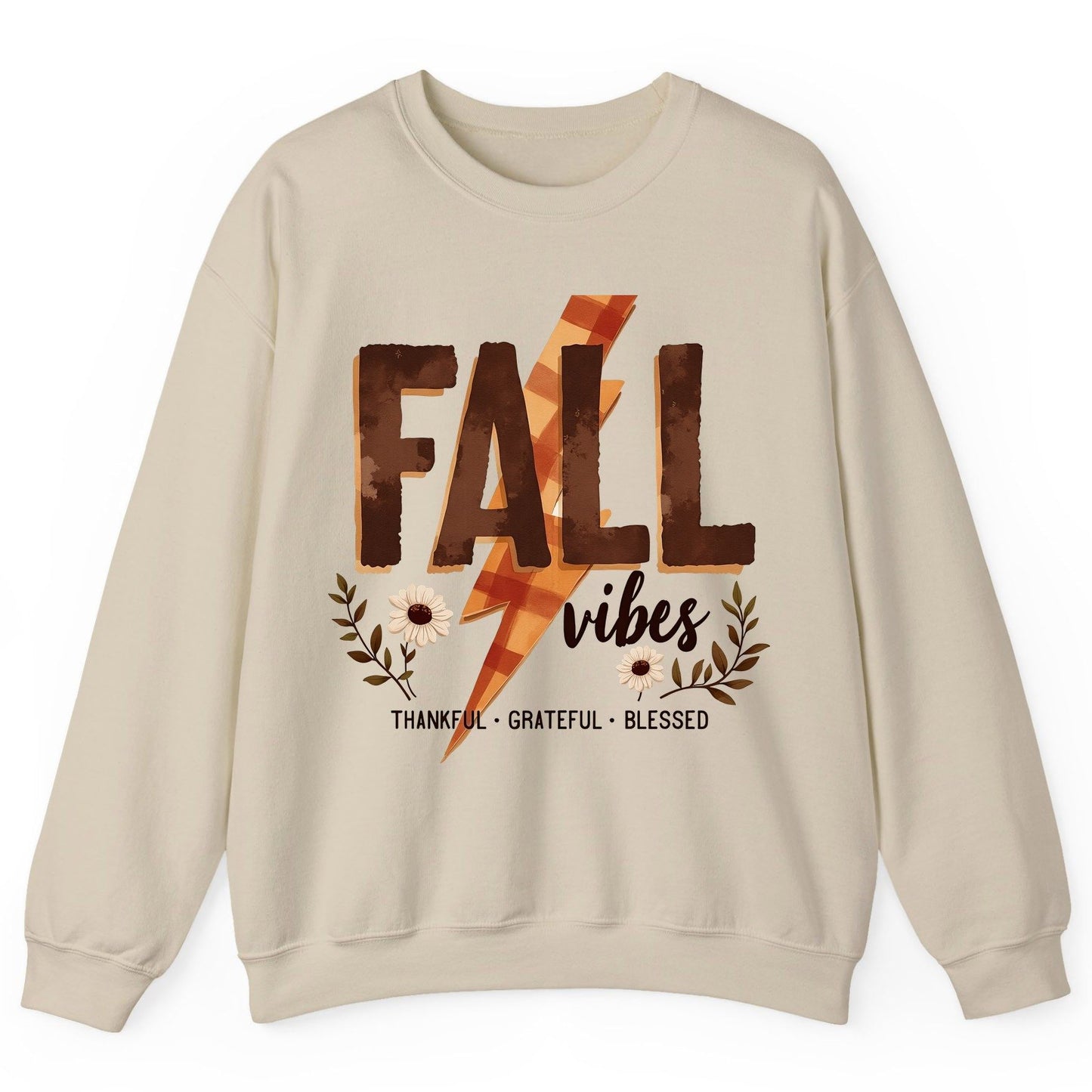 Fall Vibes Thankful Grateful Blessed autumn Sweatshirt Sand product mockup