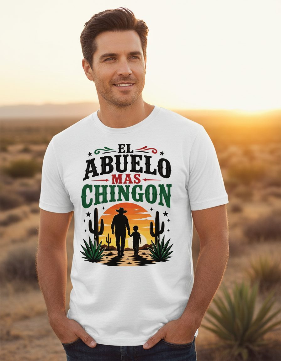 El Abuelo Mas Chingon grandfather and grandson T-Shirt White lifestyle mockup