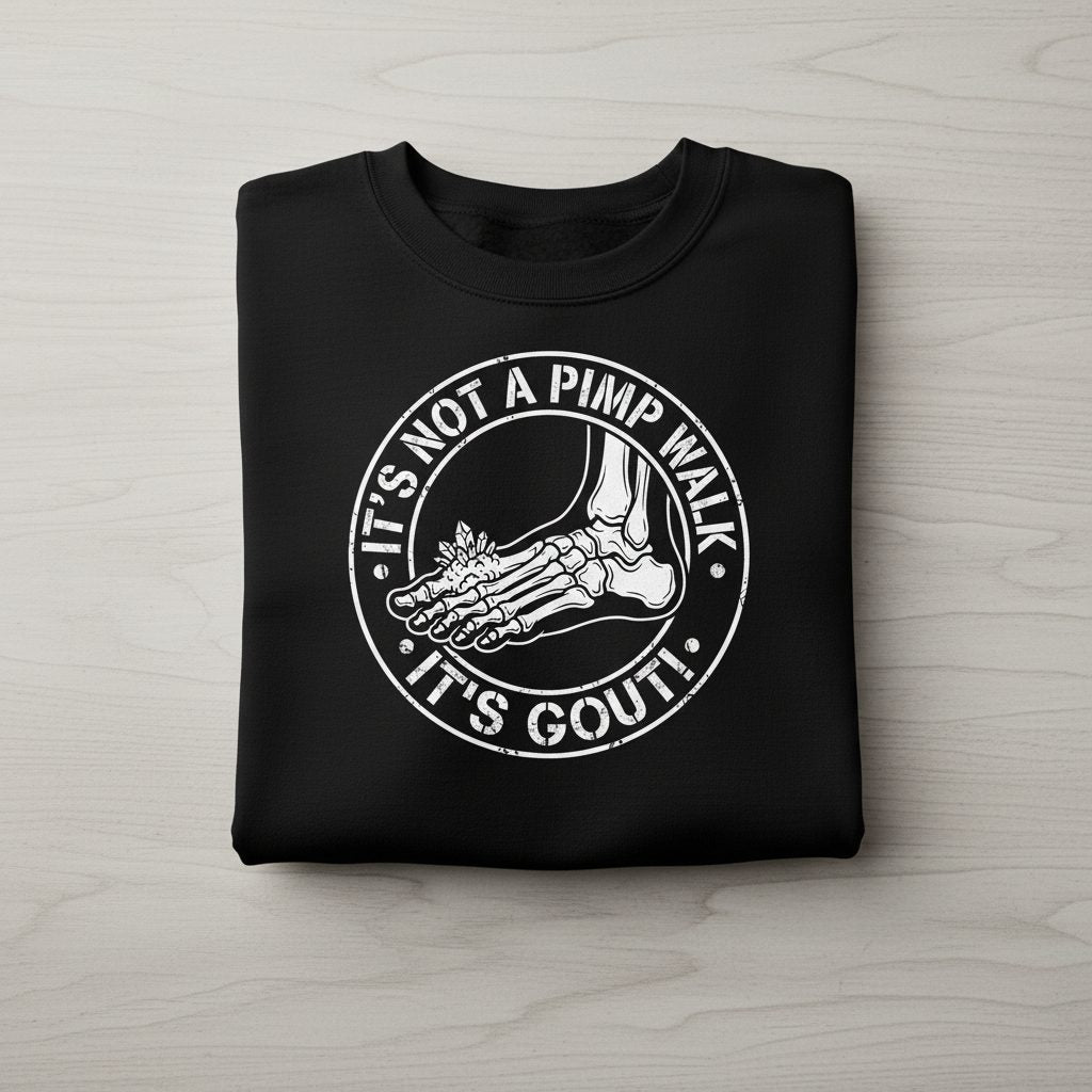 IT'S NOT a PIMP WALK IT'S GOUT Funny People Sweatshirt - product mockup - Black