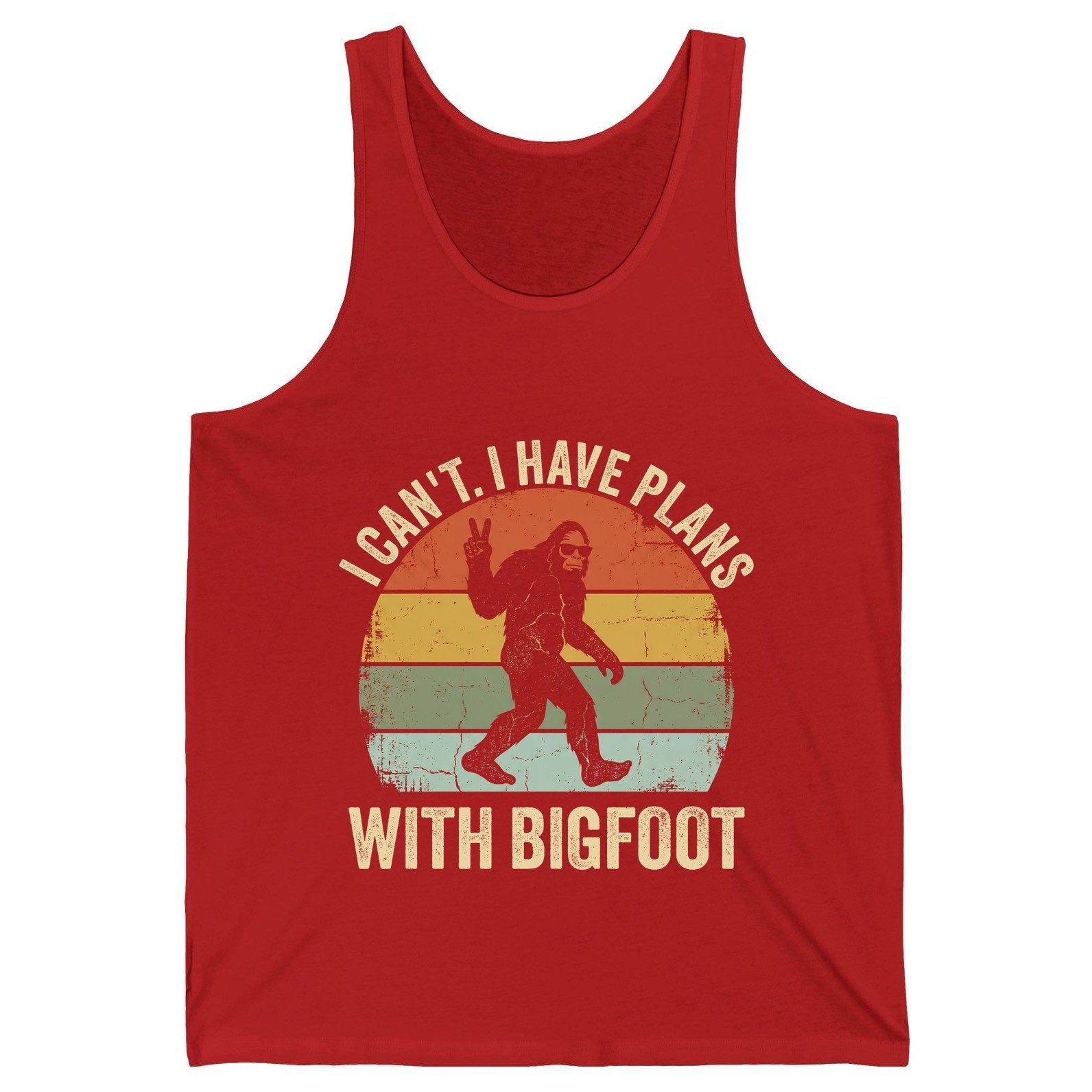 I Can't I Have Plans with Bigfoot bigfoot Tank Top Red product mockup