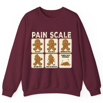 Pain Scale gingerbread man pain scale Sweatshirt Maroon product mockup