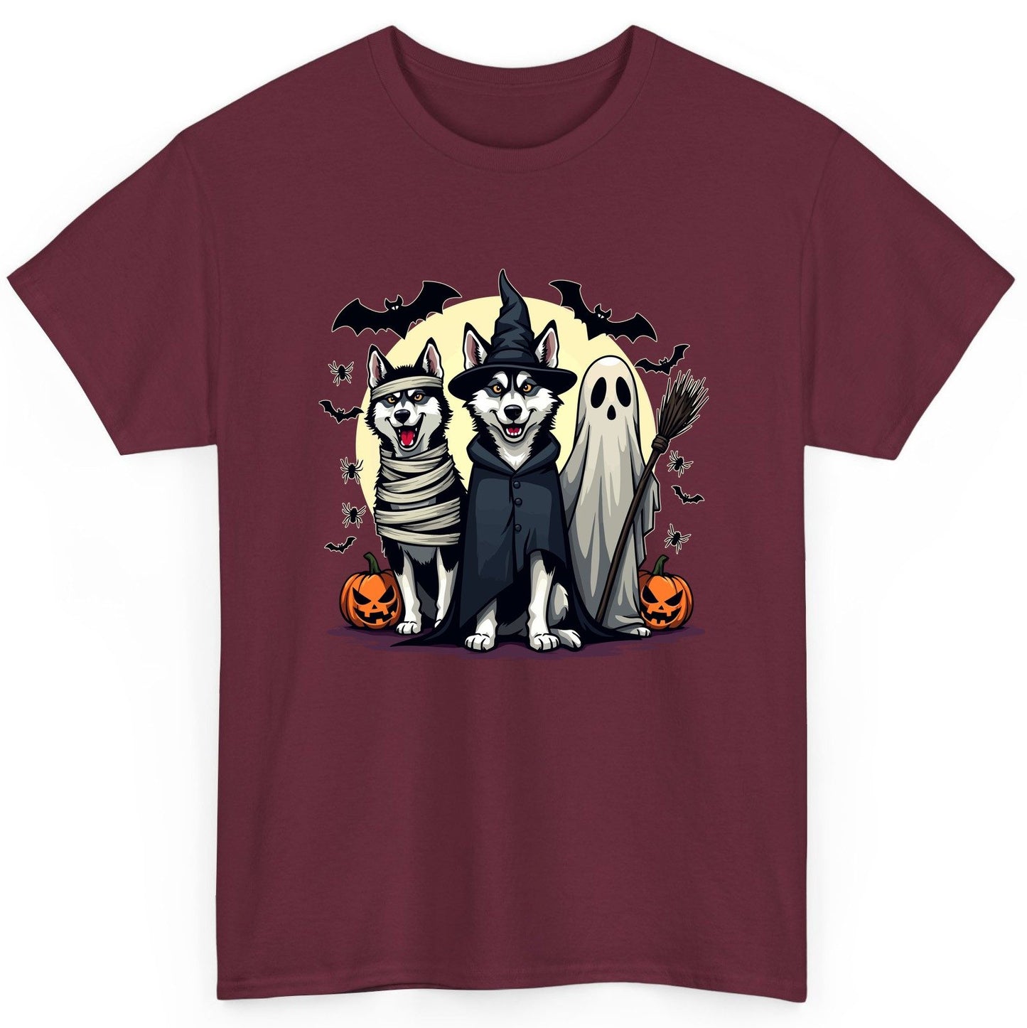 Halloween Huskies in Costumes Halloween huskies T-Shirt Maroon product mockup