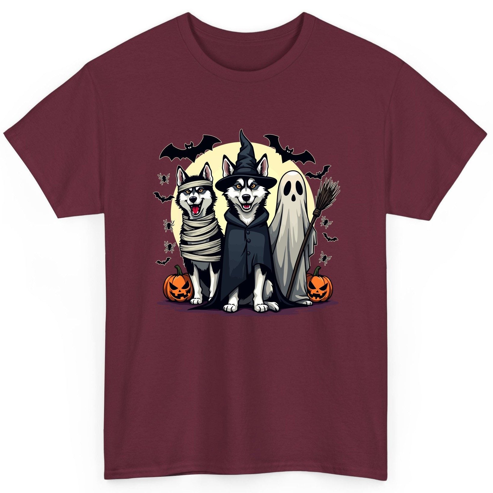 Halloween Huskies in Costumes Halloween huskies T-Shirt Maroon product mockup