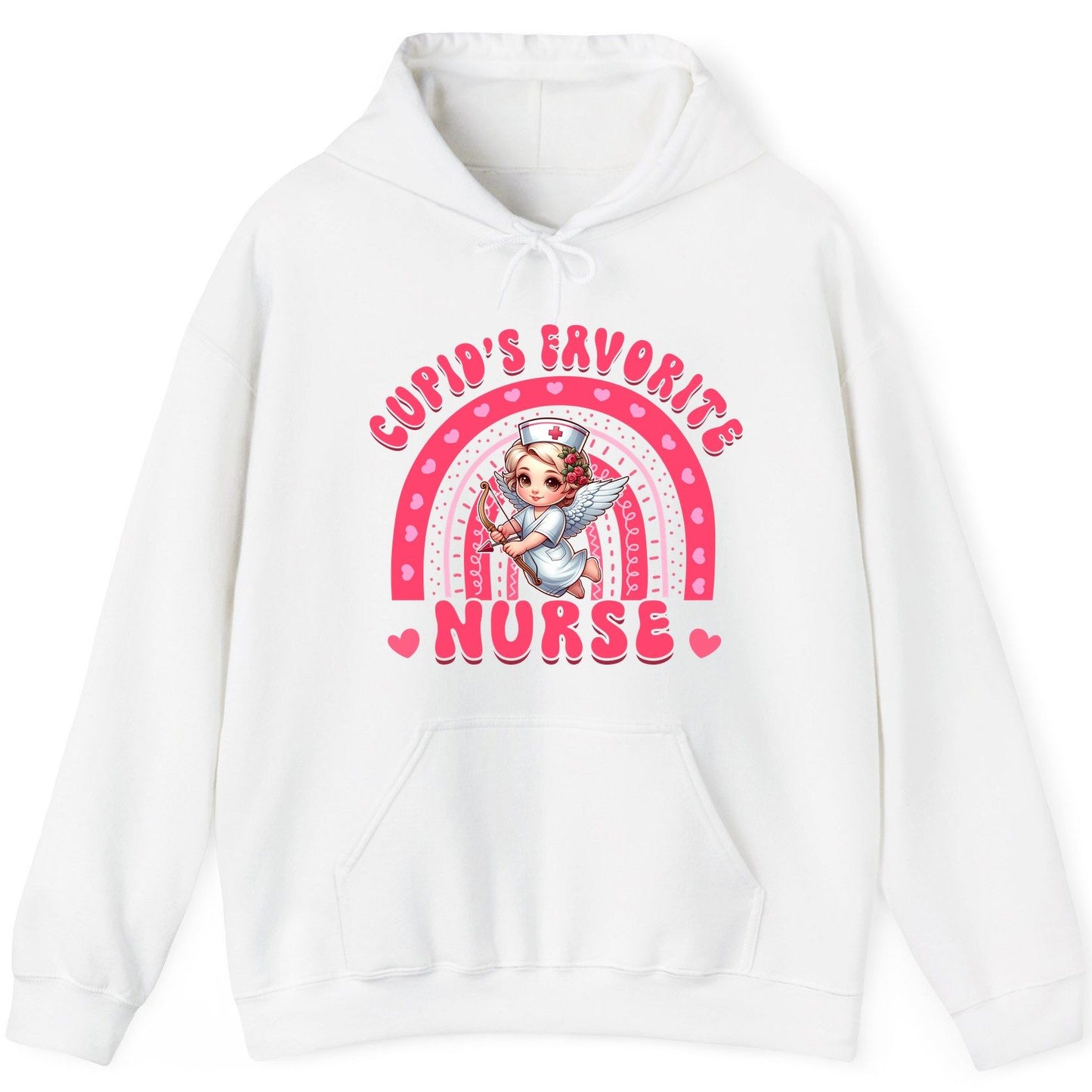 Cupid's Favorite Nurse nurse Hoodie White product mockup