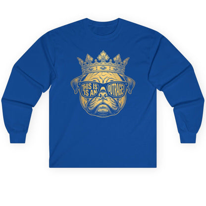 This Is An Outrage! Pug Long Sleeve Tee Royal product mockup