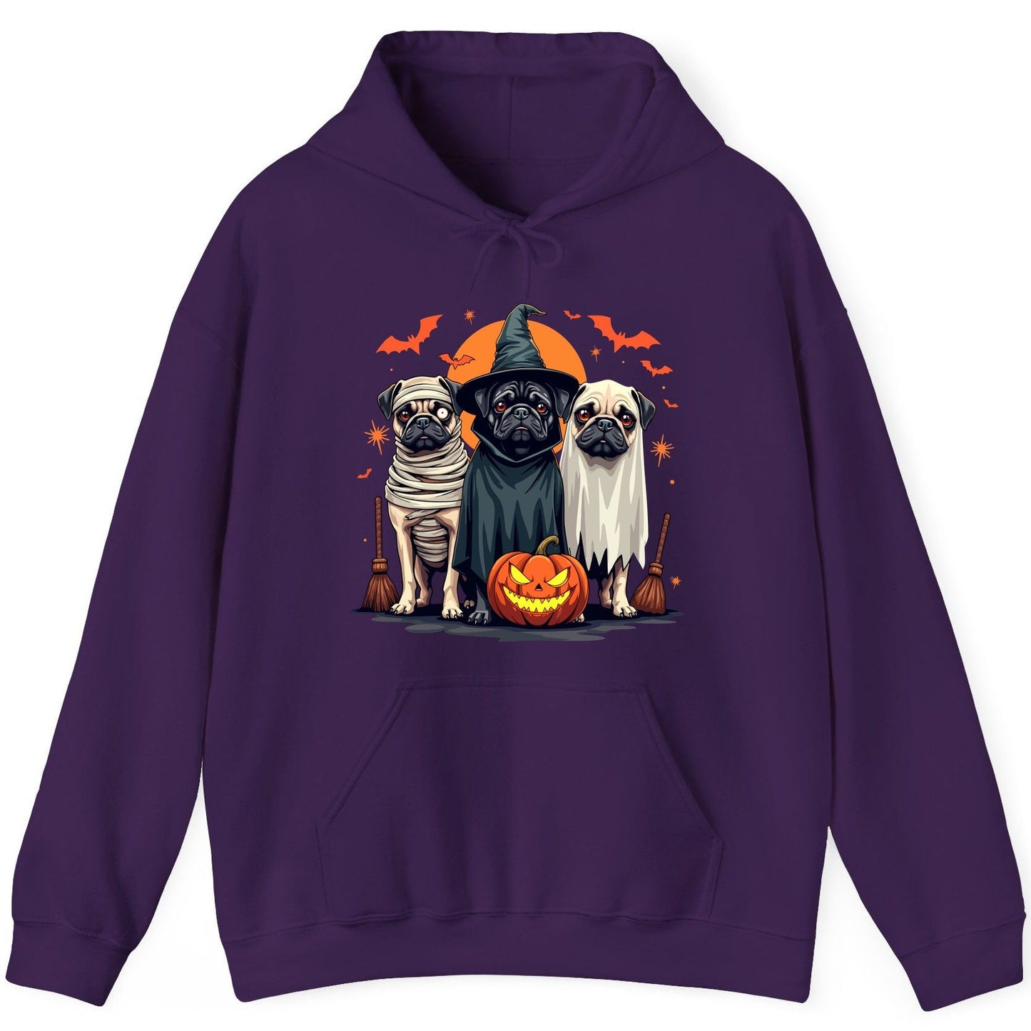 Halloween Pugs Costumes pugs Hoodie Purple product mockup