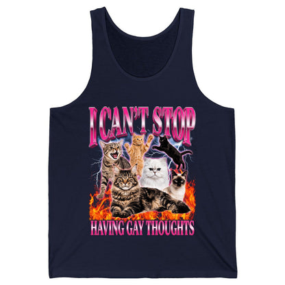 I Can't Stop Having Gay Thoughts cats Tank Top Navy product mockup