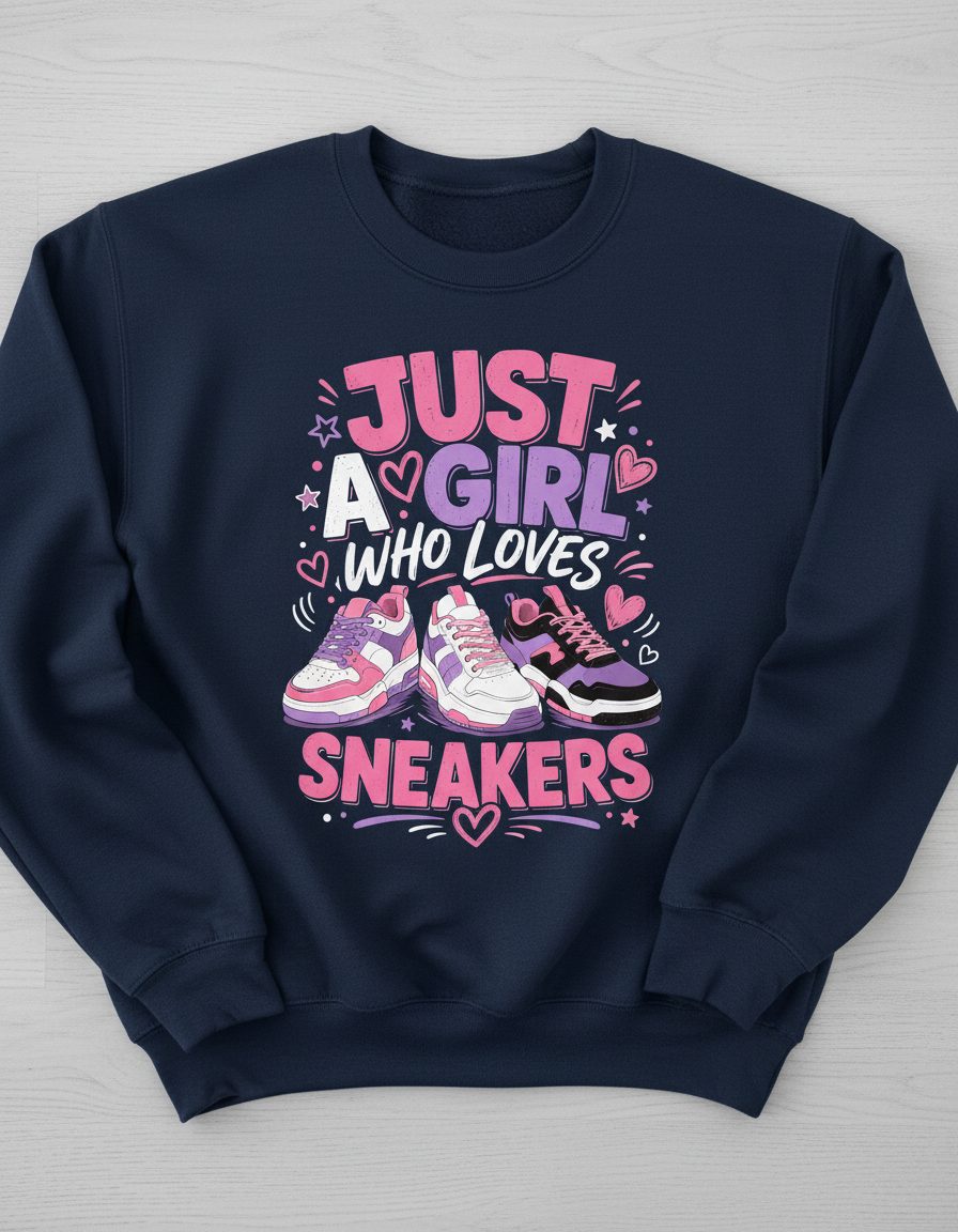 Sneakers Sneakerhead Girls Sweatshirt - product mockup - Navy