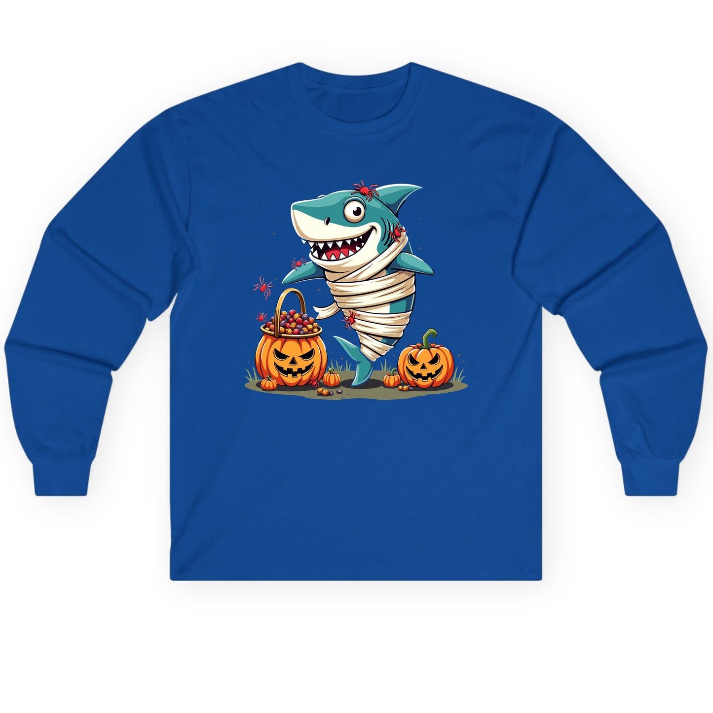 Mummy Shark Halloween shark Long Sleeve Tee Royal product mockup
