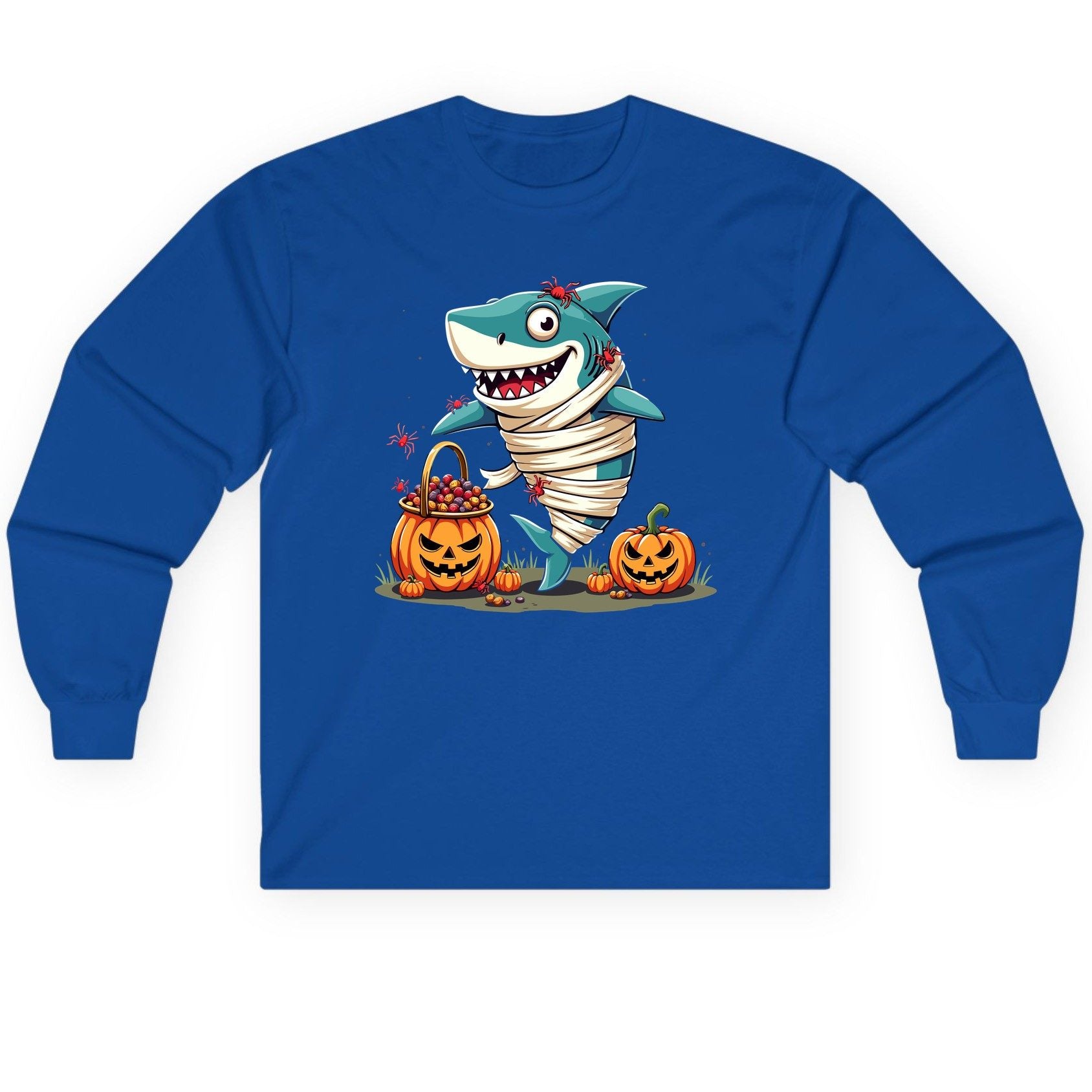 Mummy Shark Halloween shark Long Sleeve Tee Royal product mockup