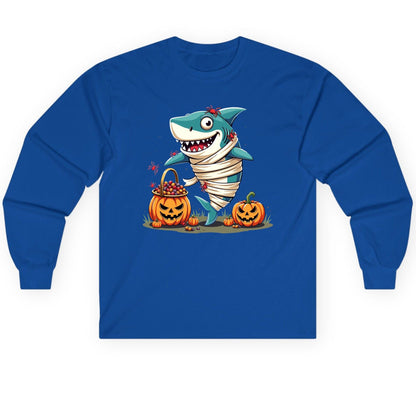 Mummy Shark Halloween shark Long Sleeve Tee Royal product mockup