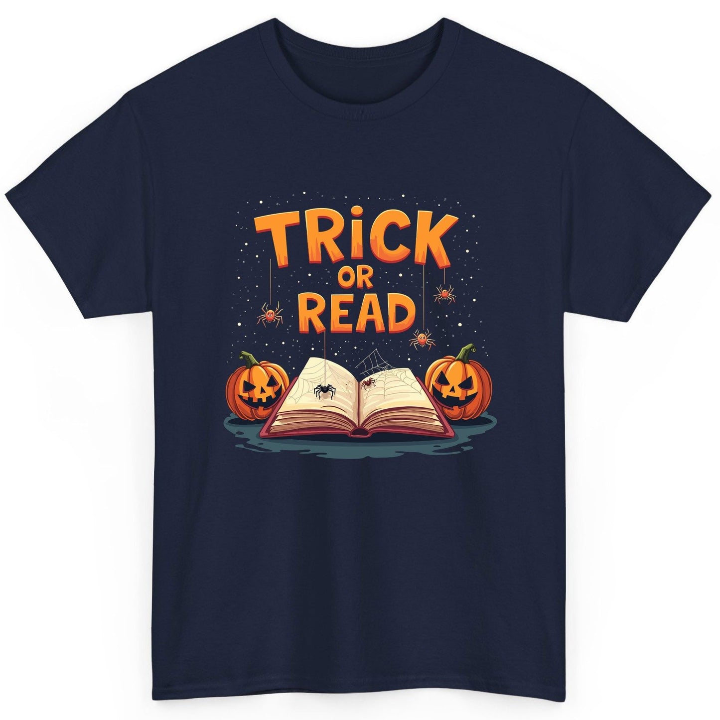 Trick or Read Halloween T-Shirt Navy product mockup